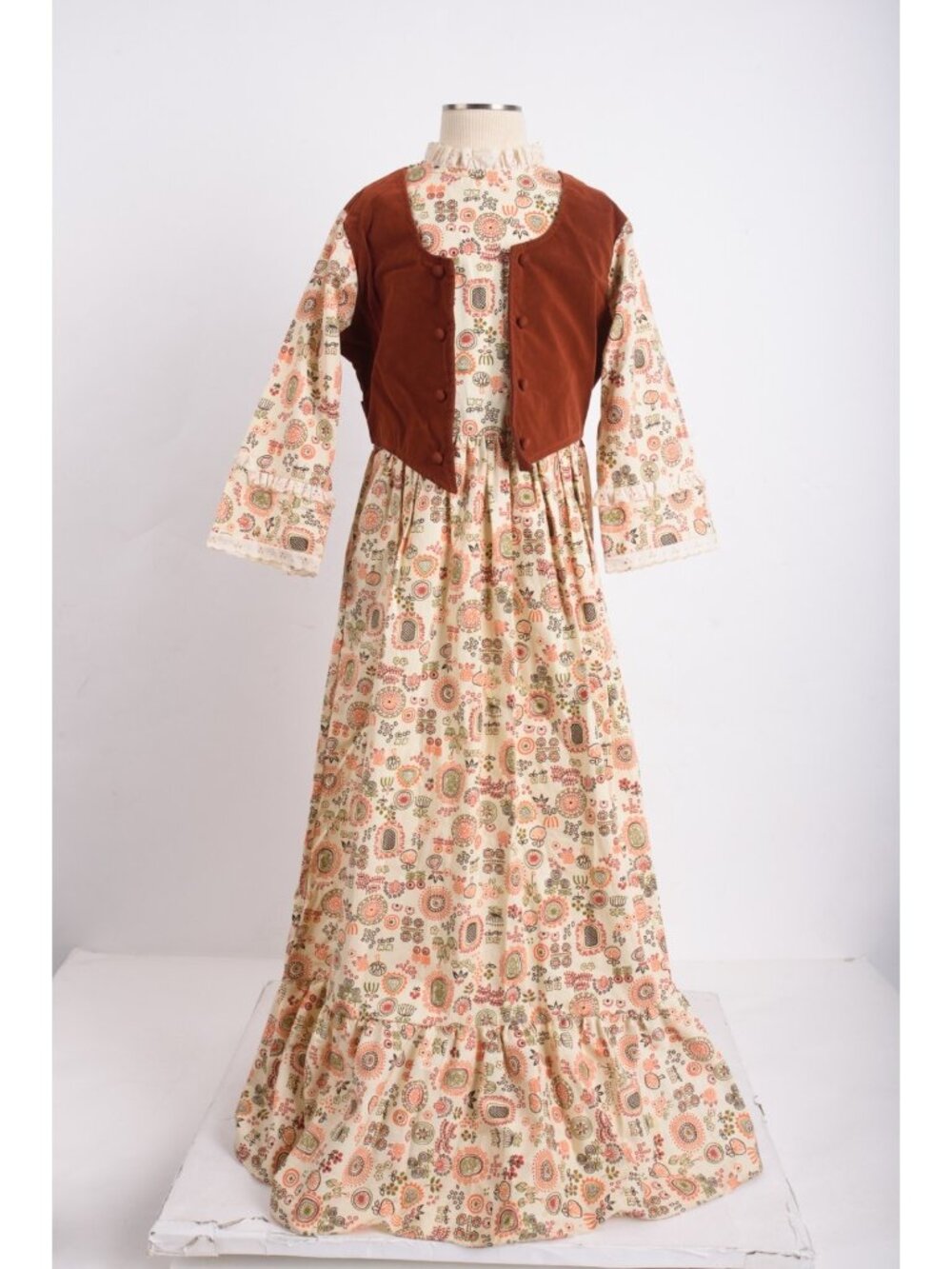 Vintage Miss Quality Girls Maxi Dress Size 8 Multicolor Cottagecore Prairie